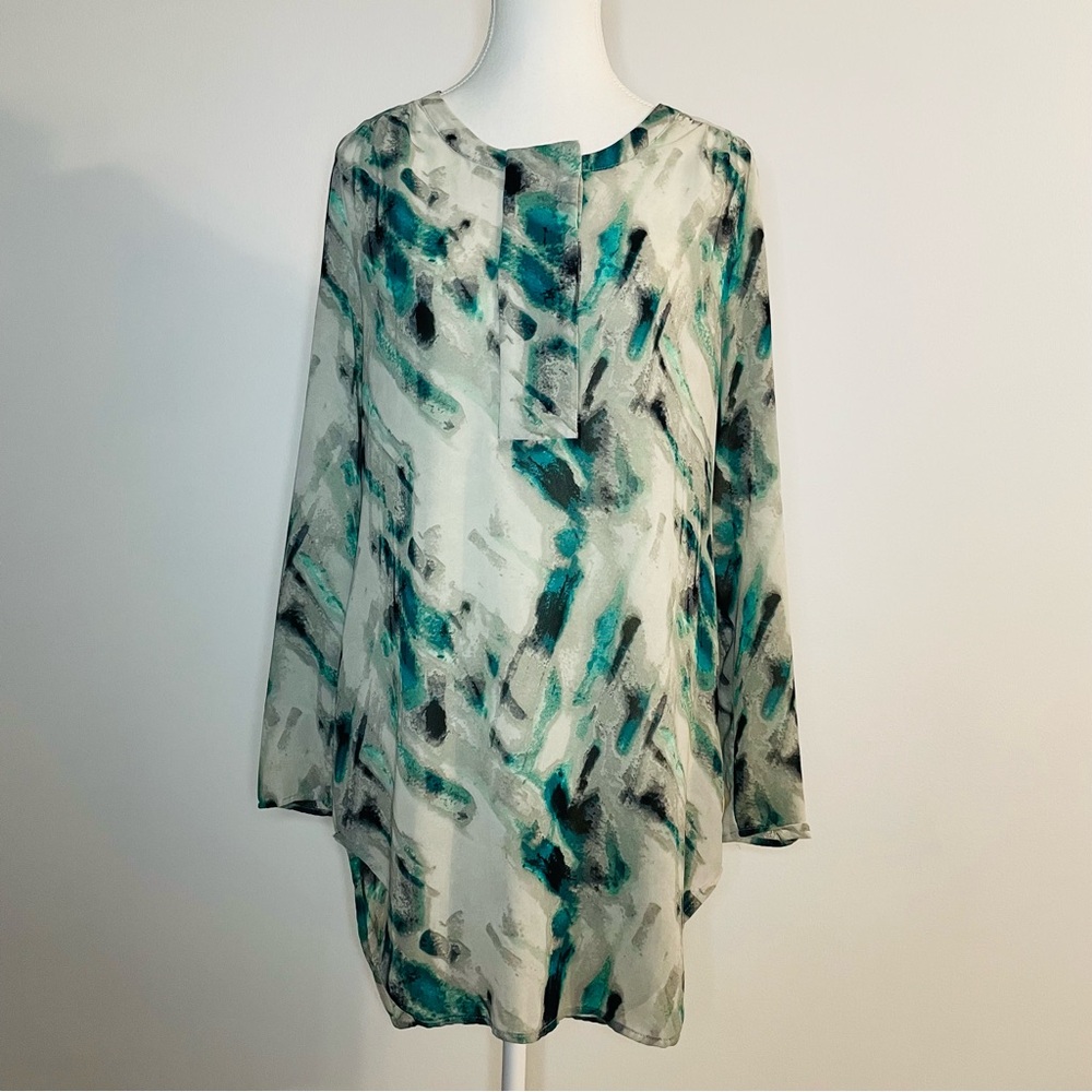 Sheer Tunic Abstract Pattern Teal Black Mossimo Supply Co Women’s Small